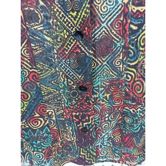Chico’s 100% Silk sheer Button Up Abstract Pattern Top Shirt Size 2 - Picture 4 of 7